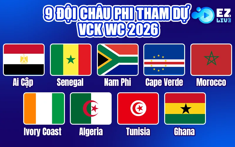 9 đội châu Phi tham dự VCK World Cup 2026